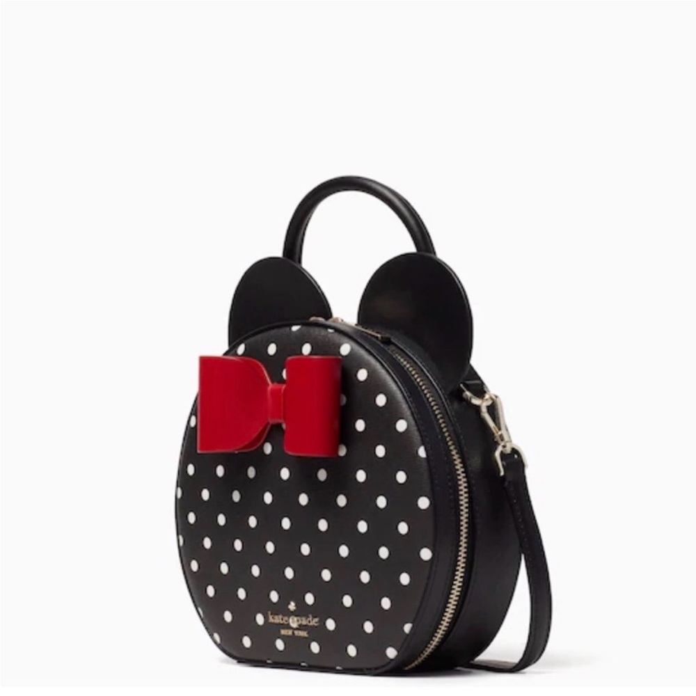Kate Spade Black and White Polka Dot Bag with Red Bow - Picture 3 of 6